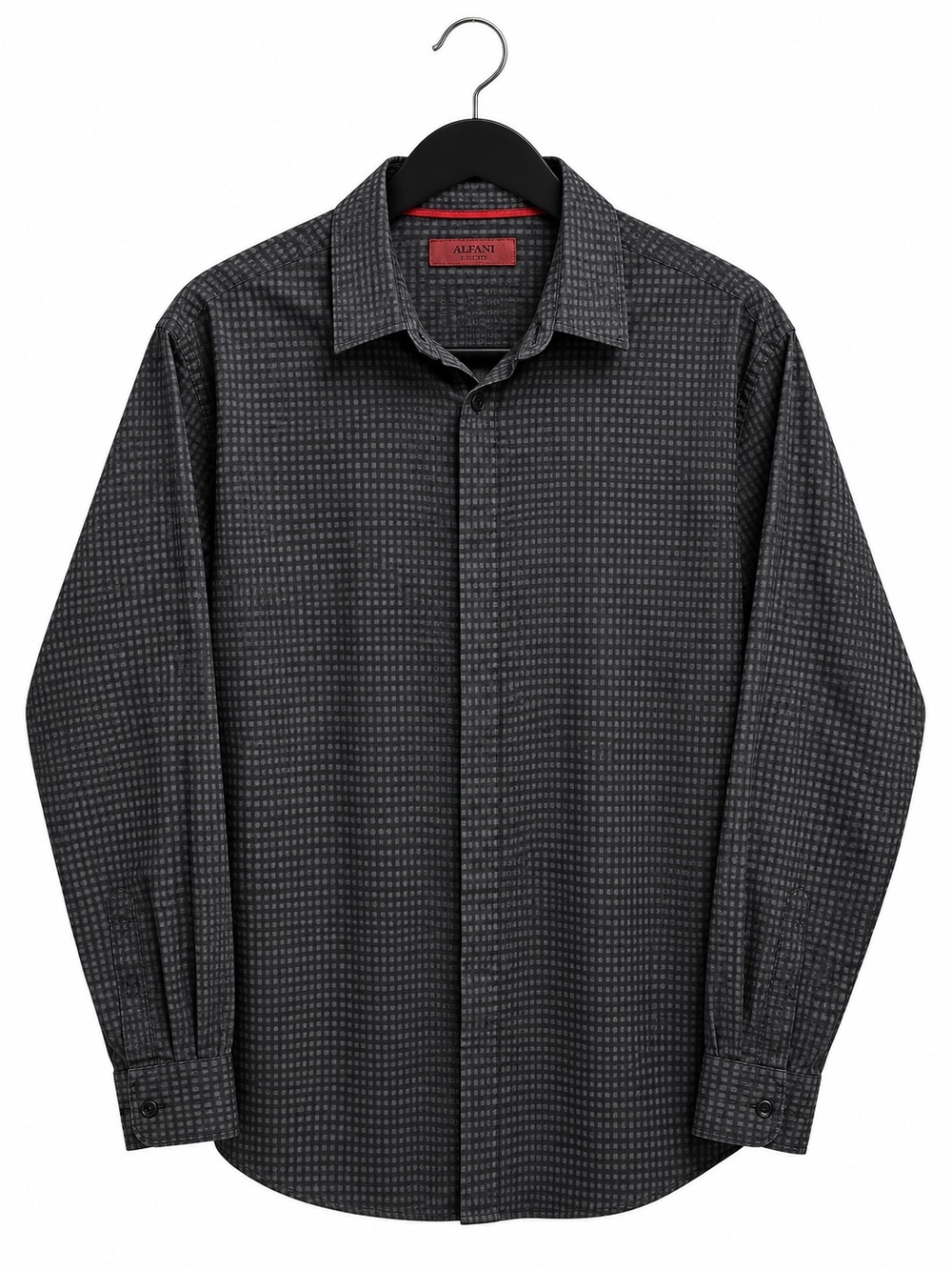 Alfani Slim Fit Black & Gray Geometric Button-Down Shirt – Men’s L